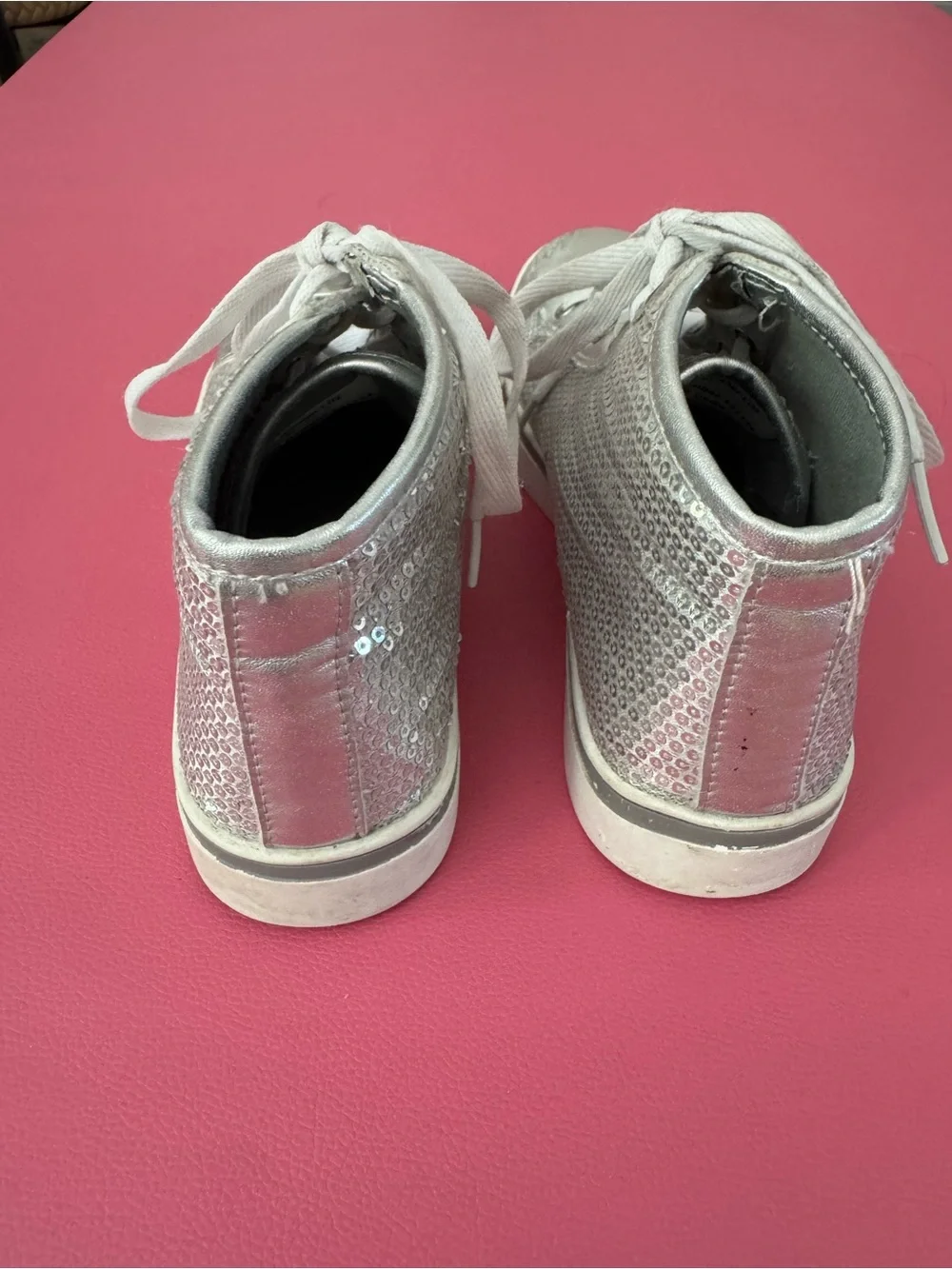 Women’s Metallic Silver High-Top Athletic Sneakers